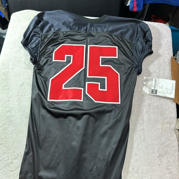 Under Armour SMU Mustangs Football Jersey Size Large #25 Black and Red - Picture 2 of 6